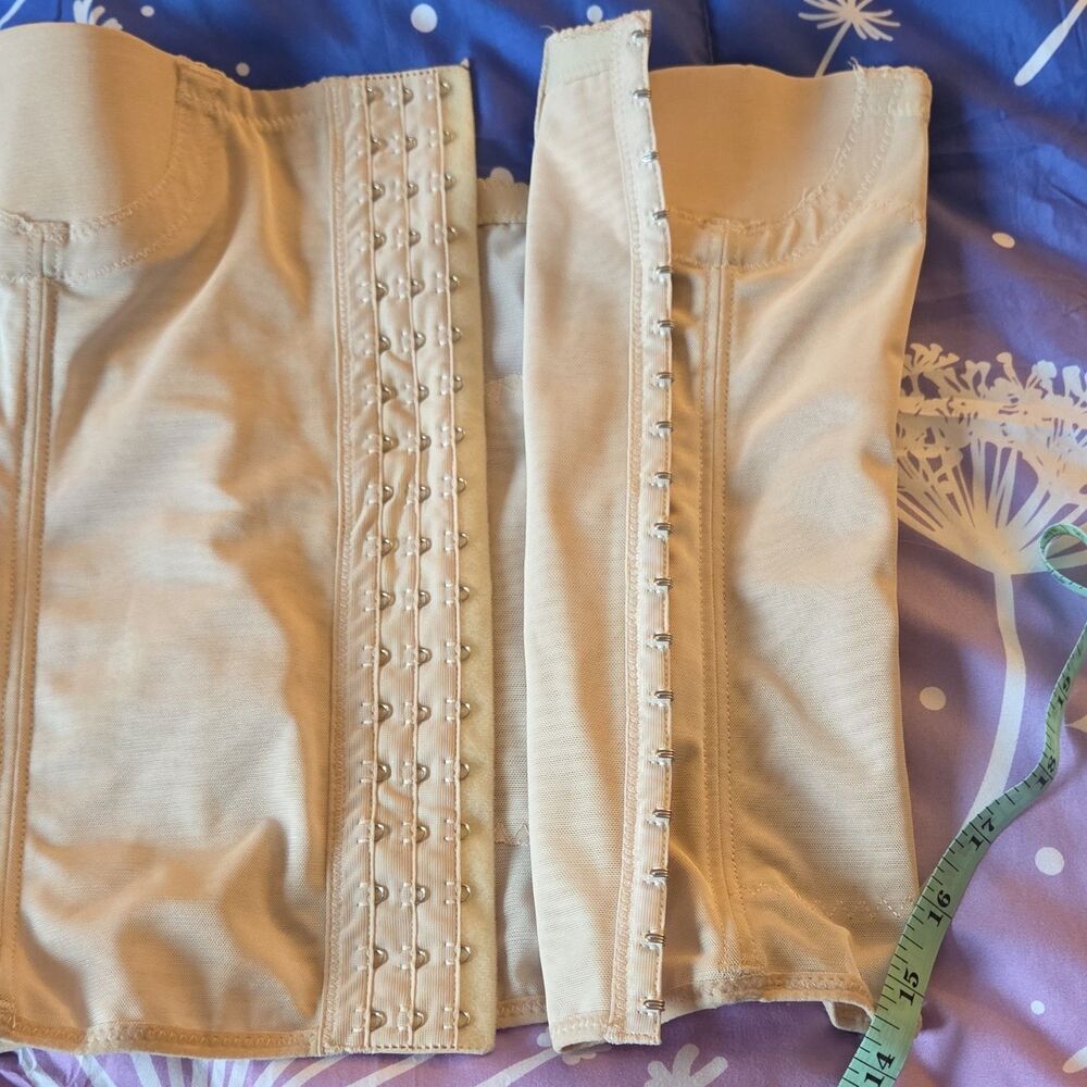 Strapless Boned Bustier Beige Hook & Eye Closure Half Cup Opaque Solid Shapewear - Picture 3 of 4